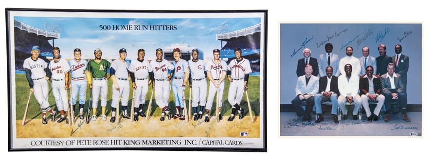 Lot of (2) 500 Home Run Club Signed Posters (Framed 21 X 38 & Unframed 16 X 20) (Beckett)